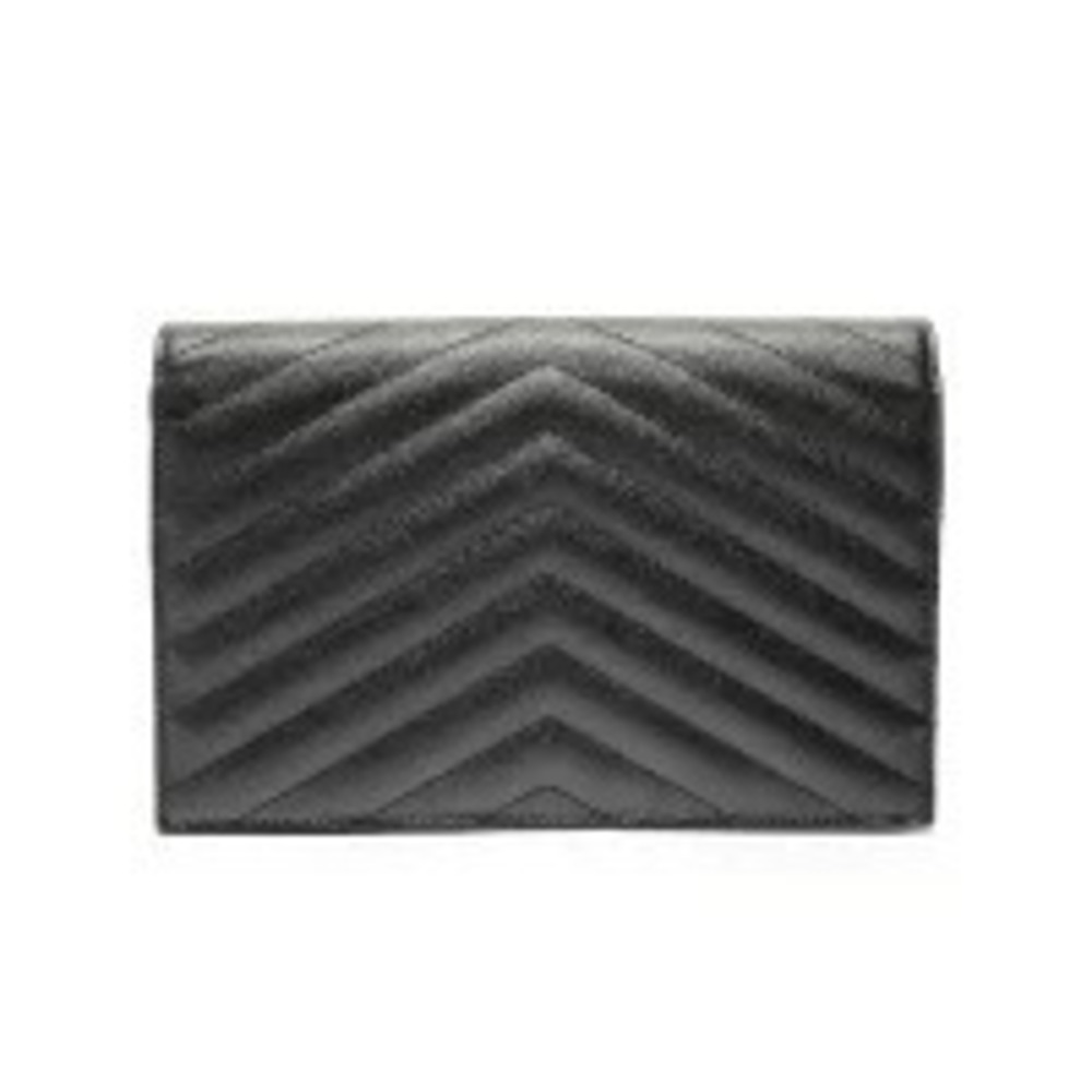 Saint Laurent Yves Cassandra Envelope Chain Wallet Shoulder Bag Black